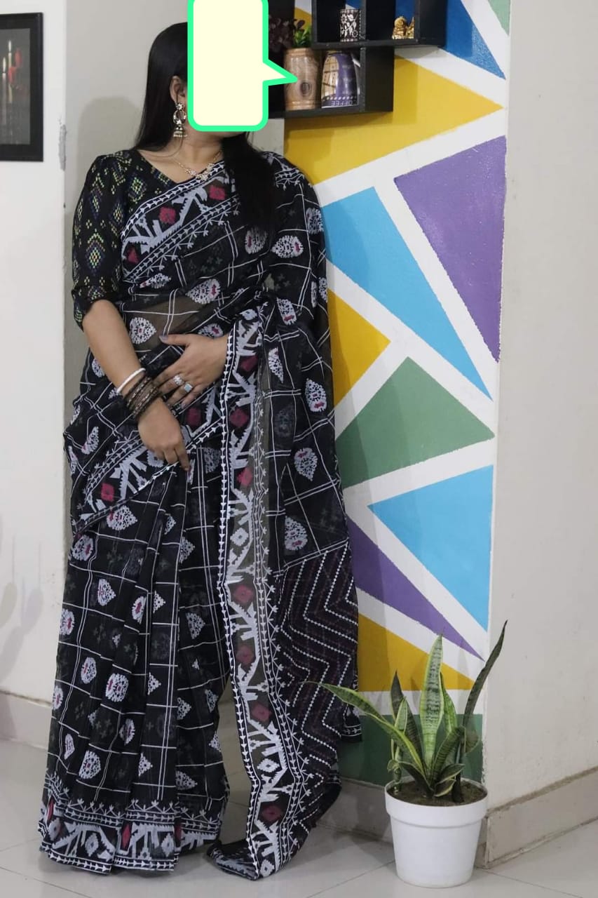 Half Silk Handprited Sarees ছবি 3