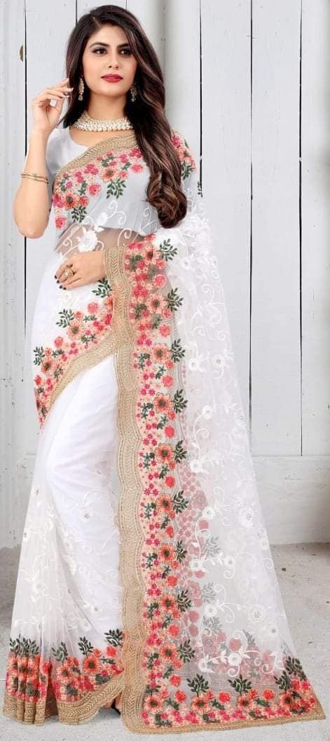 ইন্ডিয়ান জর্জেট শাড়ি ব্লাউজ পিস সহ ছবি 6