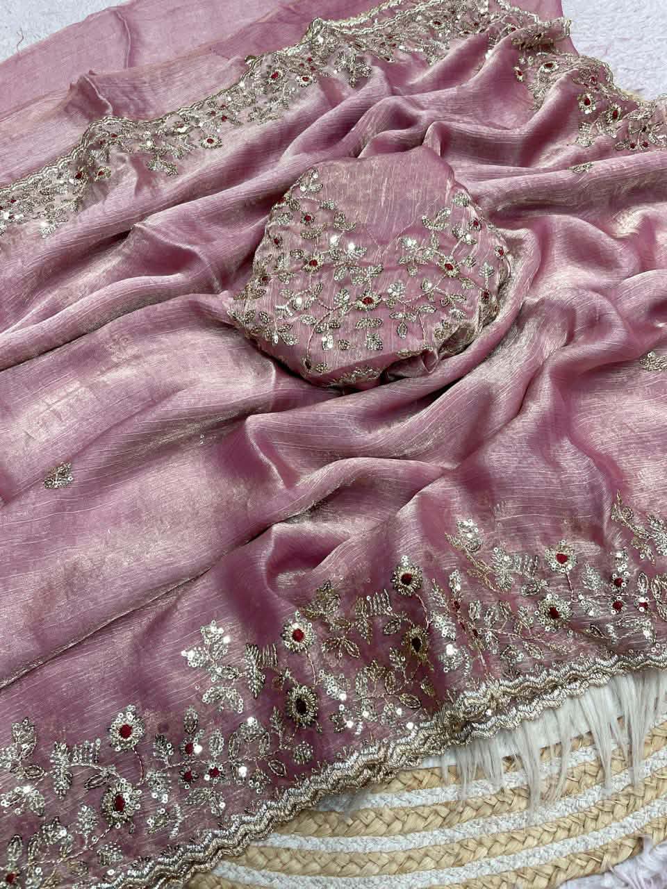 Indian Georgette Sharee with Blouse Piece ছবি 7