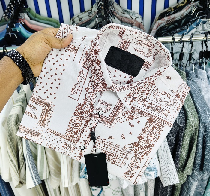 Luxury Popcorn Half Sleeve Print Shirt