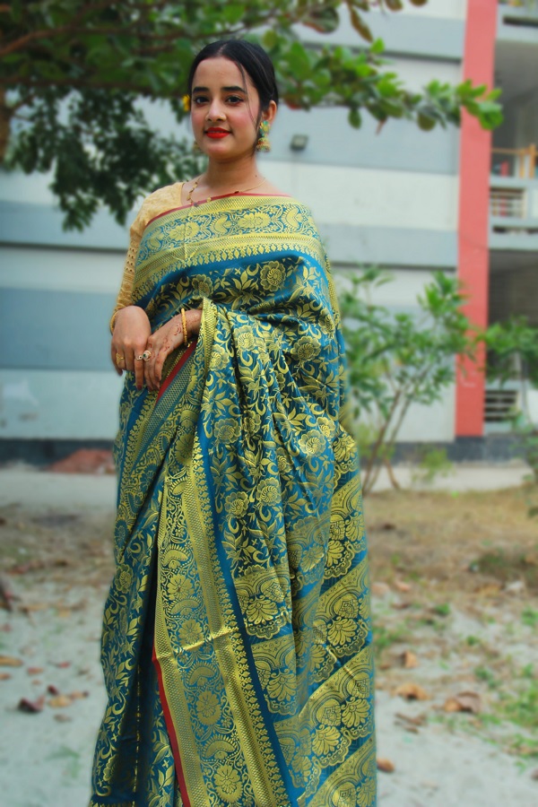 সিল্ক কাতান শাড়ি ছবি 13