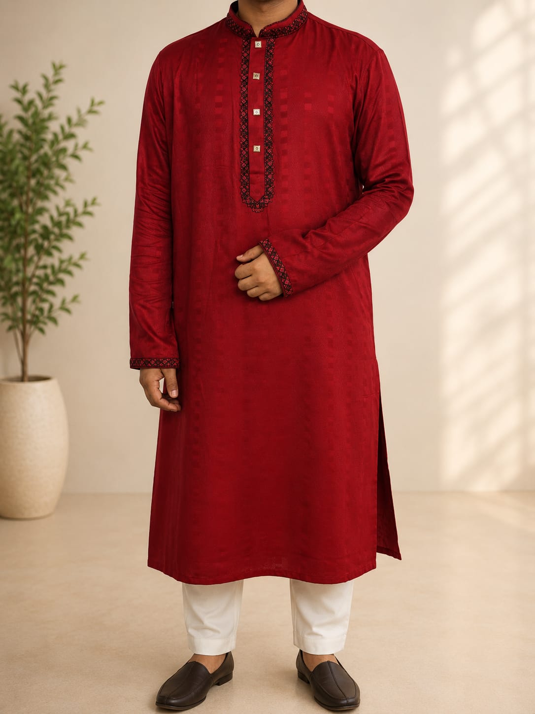 Premium Cotton Embroidery Panjabi ছবি 6