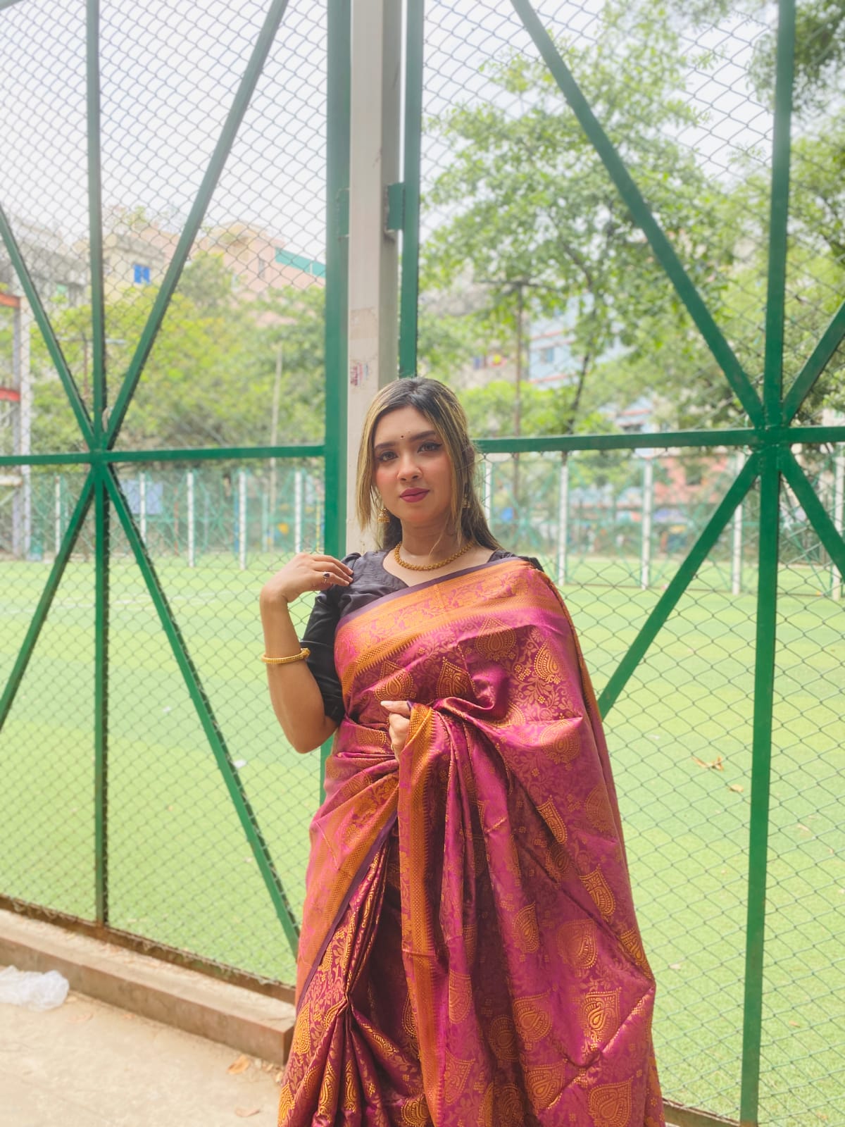 সিল্ক কাতান শাড়ি ছবি 3