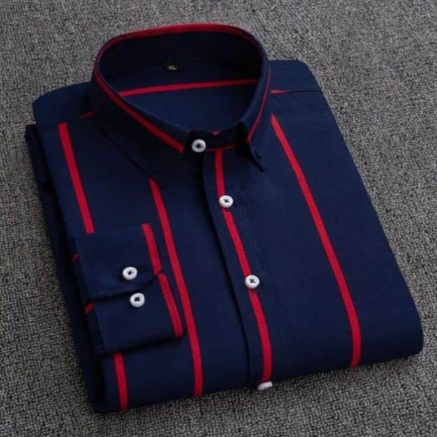 Men's Long Sleeve Stripe Print Shirt ছবি 2