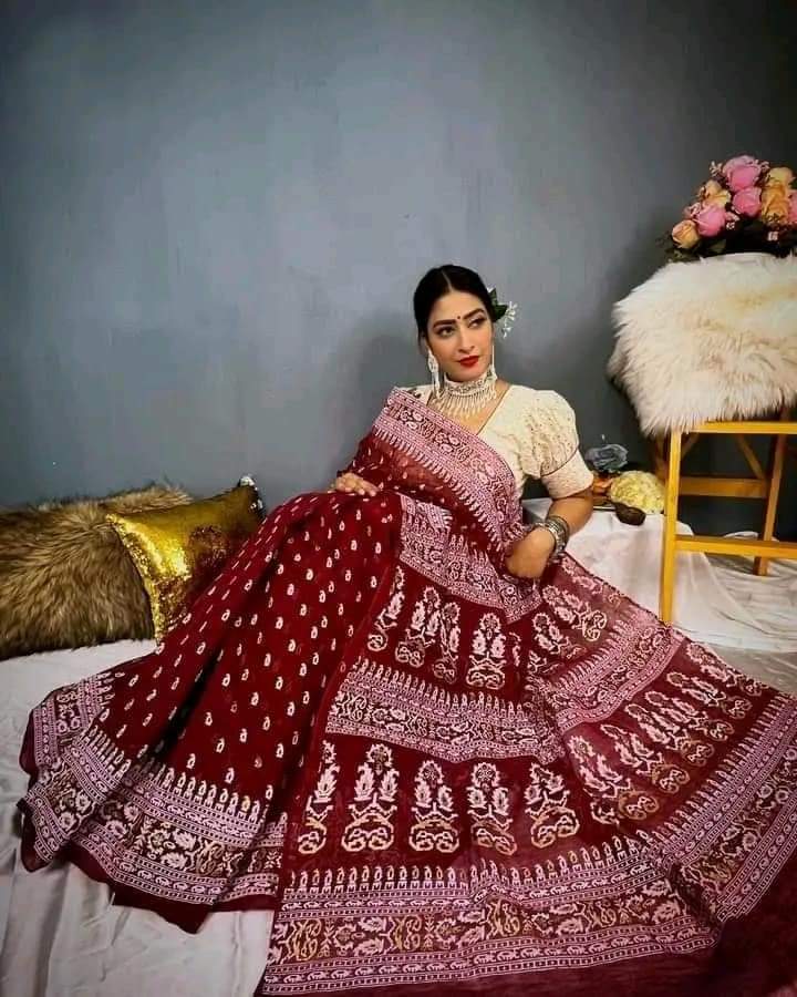 Half Silk Handprited Sarees ছবি 15
