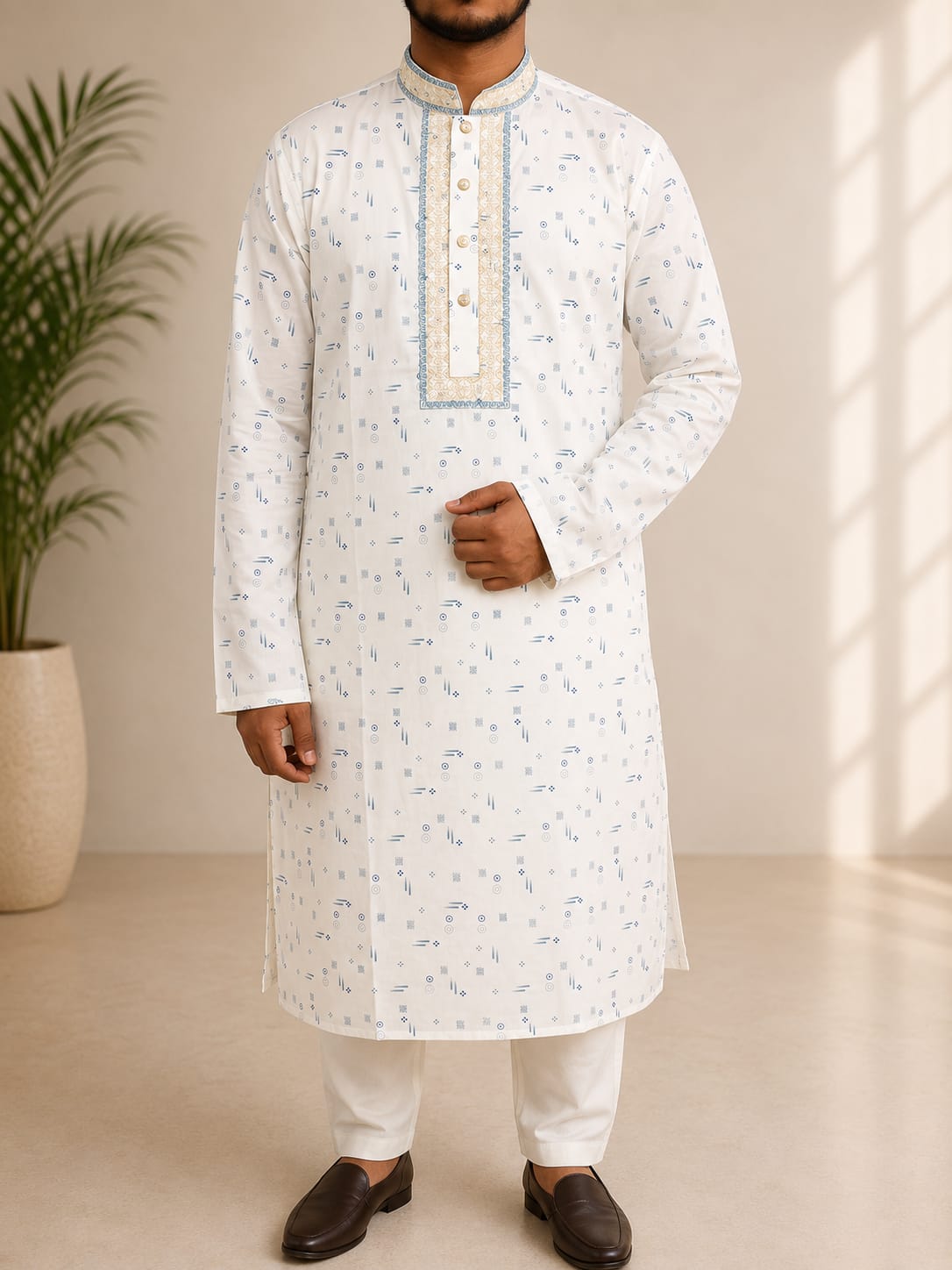 Premium Cotton Embroidery Panjabi ছবি 7