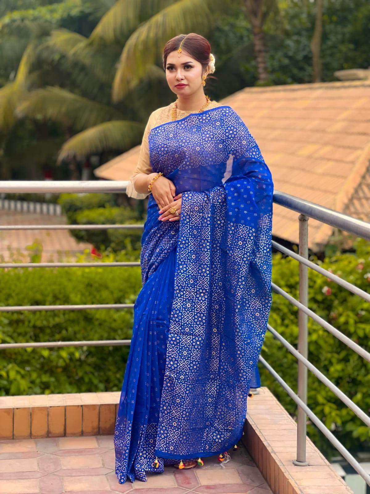 Half Silk Handprited Sarees ছবি 2