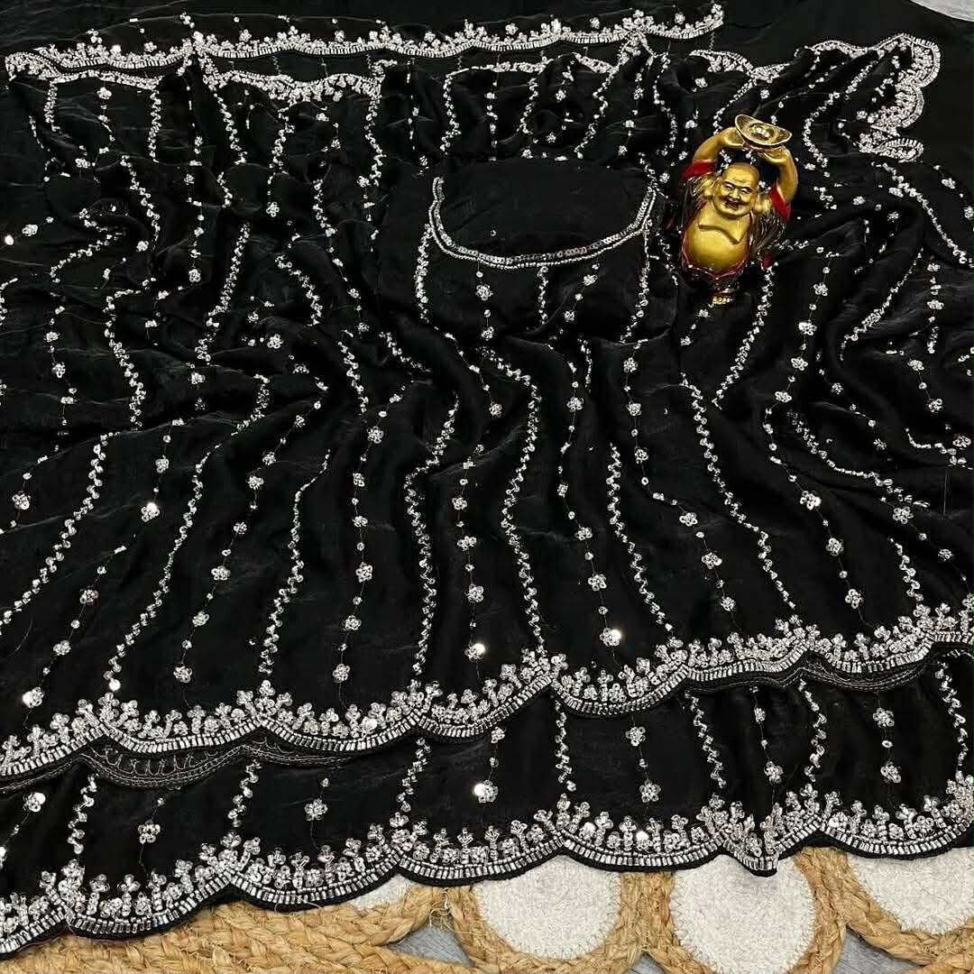 Indian Georgette Sharee with Blouse Piece ছবি 3