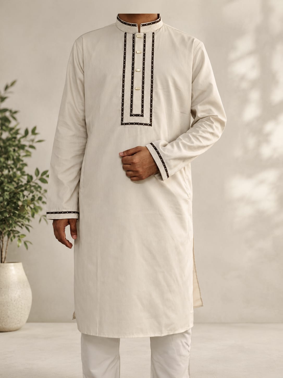 Premium Cotton Embroidery Panjabi ছবি 4