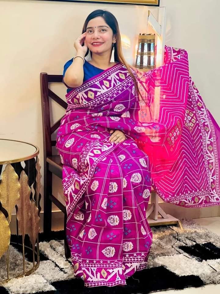 Half Silk Handprited Sarees