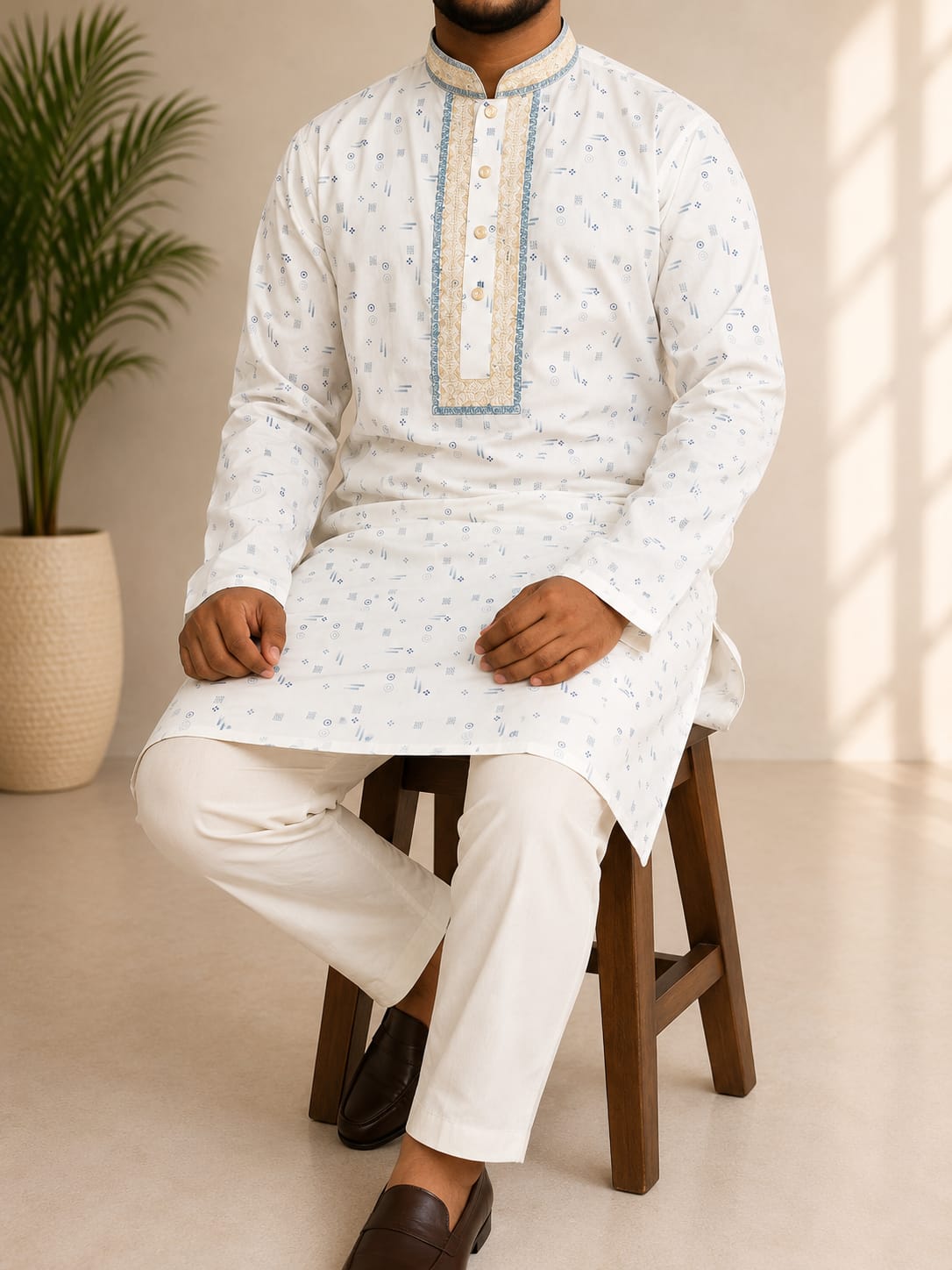 Premium Cotton Embroidery Panjabi ছবি 8