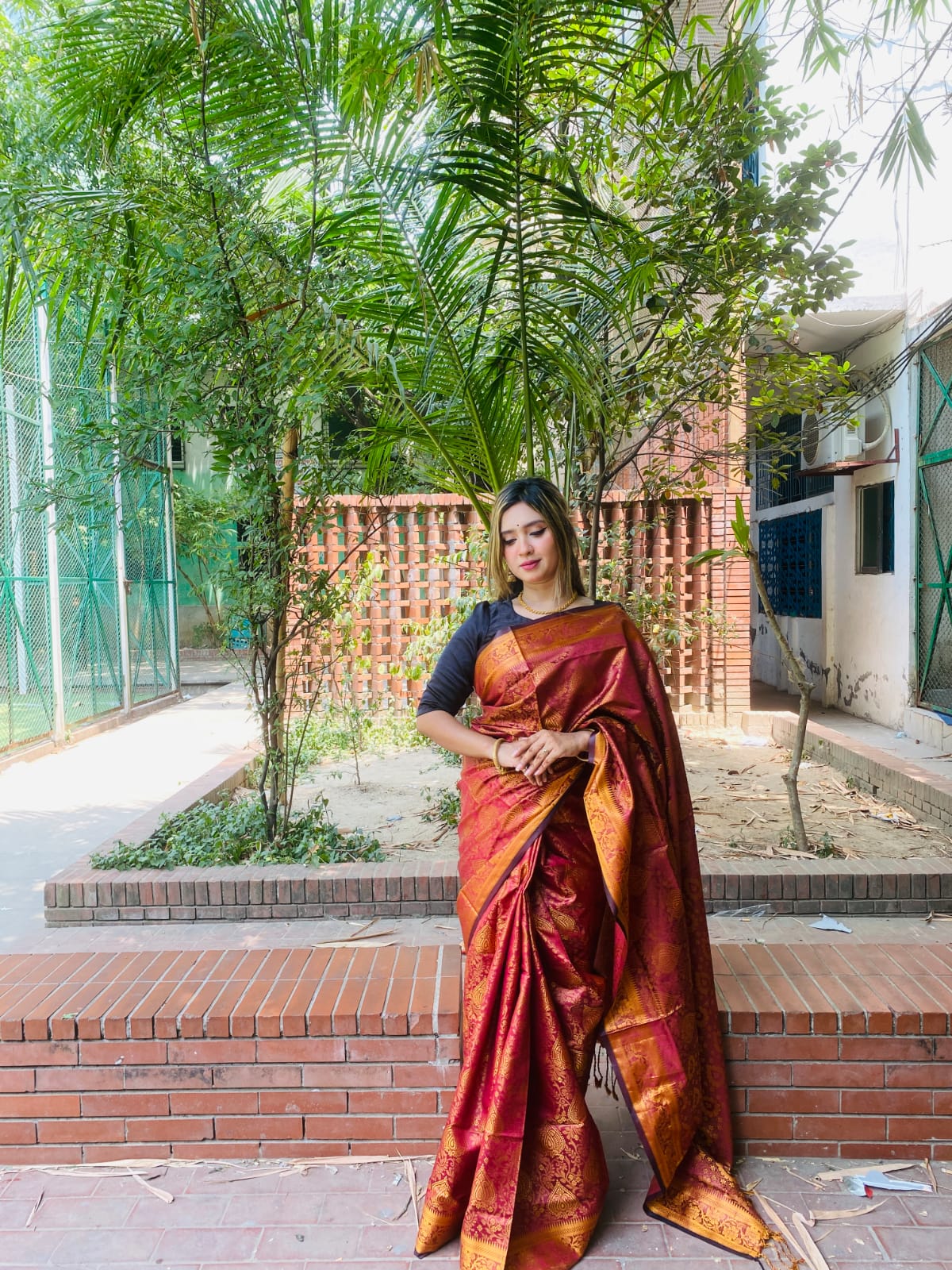 সিল্ক কাতান শাড়ি ছবি 7