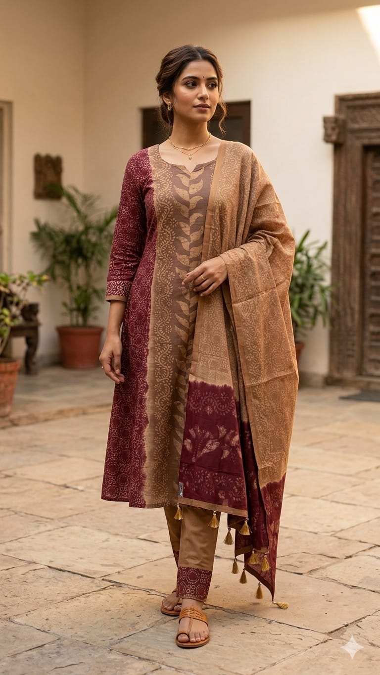 Unstitch Silk Batik Three Piece