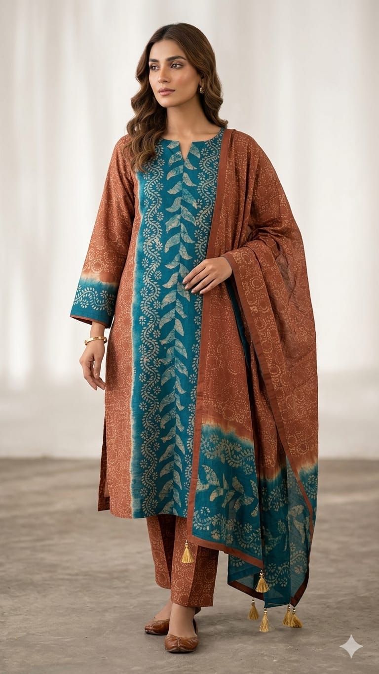 Unstitch Silk Batik Three Piece