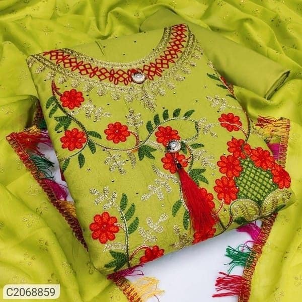 কাশ্মীরী আড়ি এম্ব্রডারী থ্রি-পিচ। ছবি 2