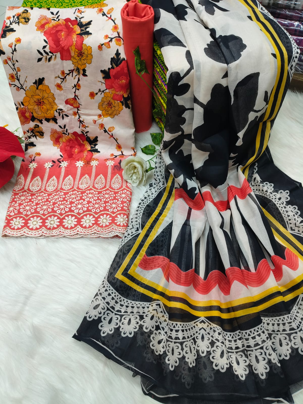 Unstitch Printed Three Piece