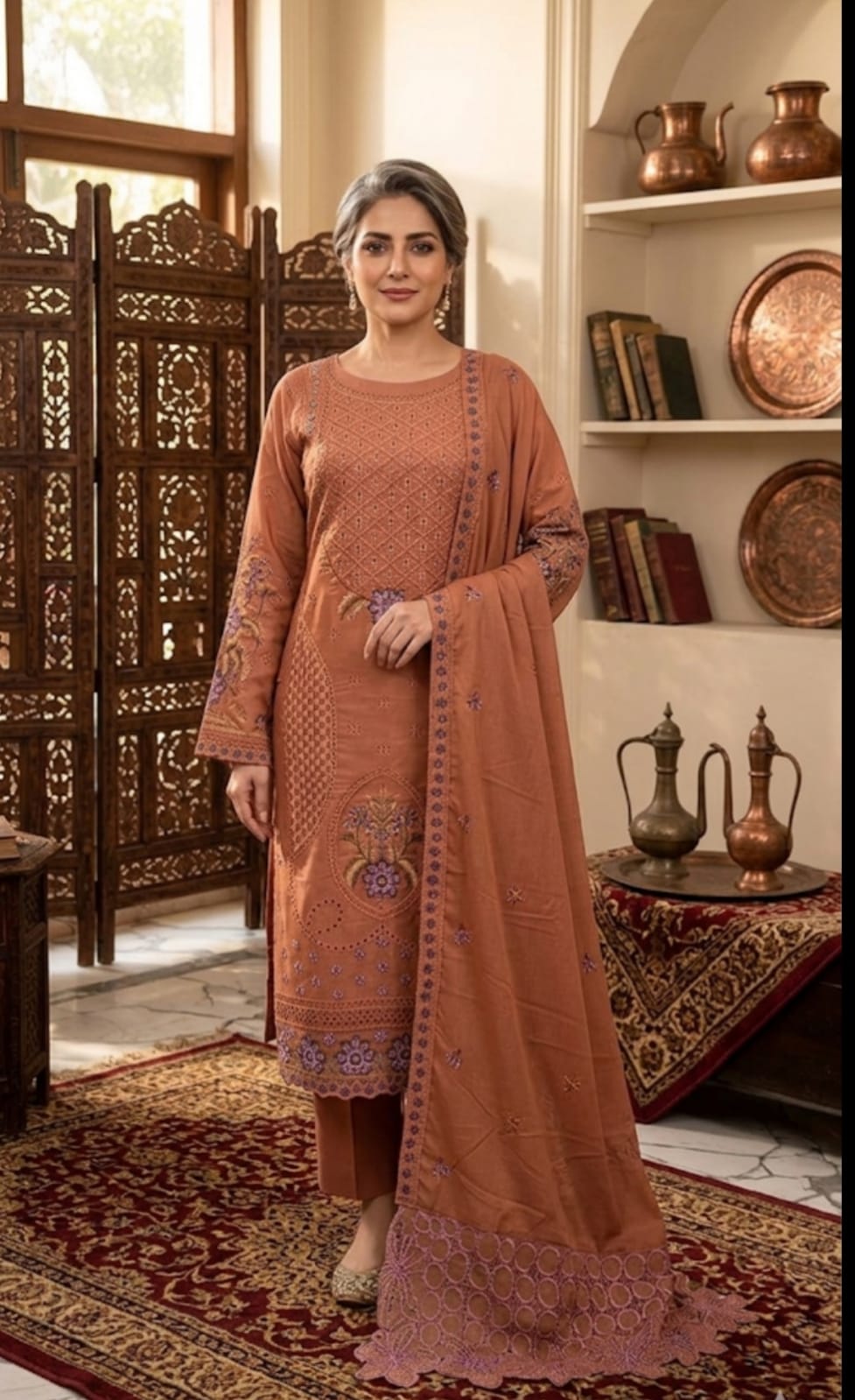 Cotton Unstitched Three Piece ছবি 8