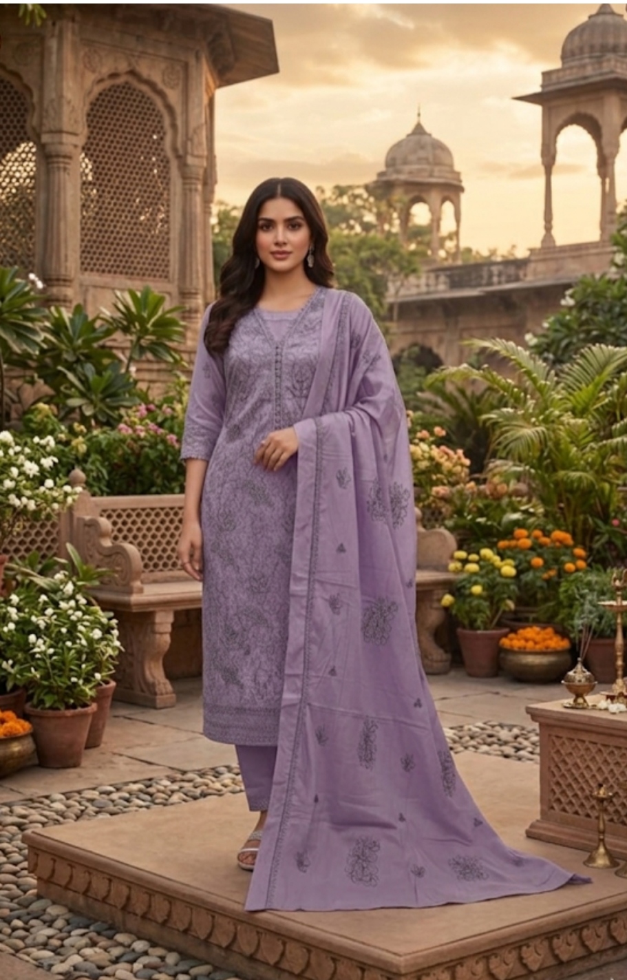 Cotton Unstitched Three Piece ছবি 5