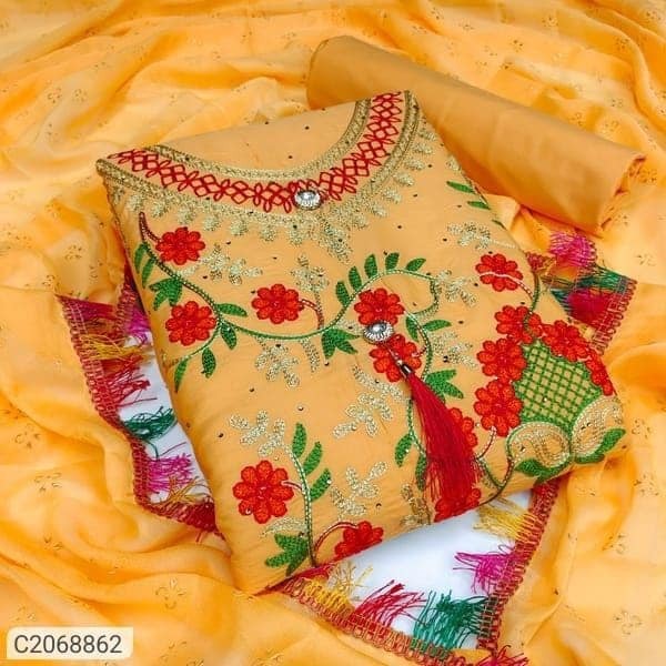 কাশ্মীরী আড়ি এম্ব্রডারী থ্রি-পিচ।