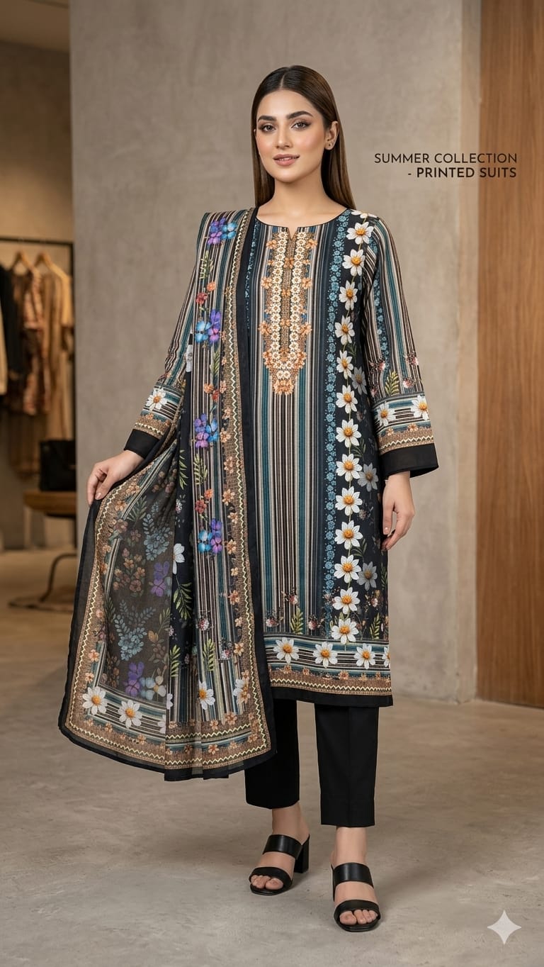 Unstitch Printed Three Piece