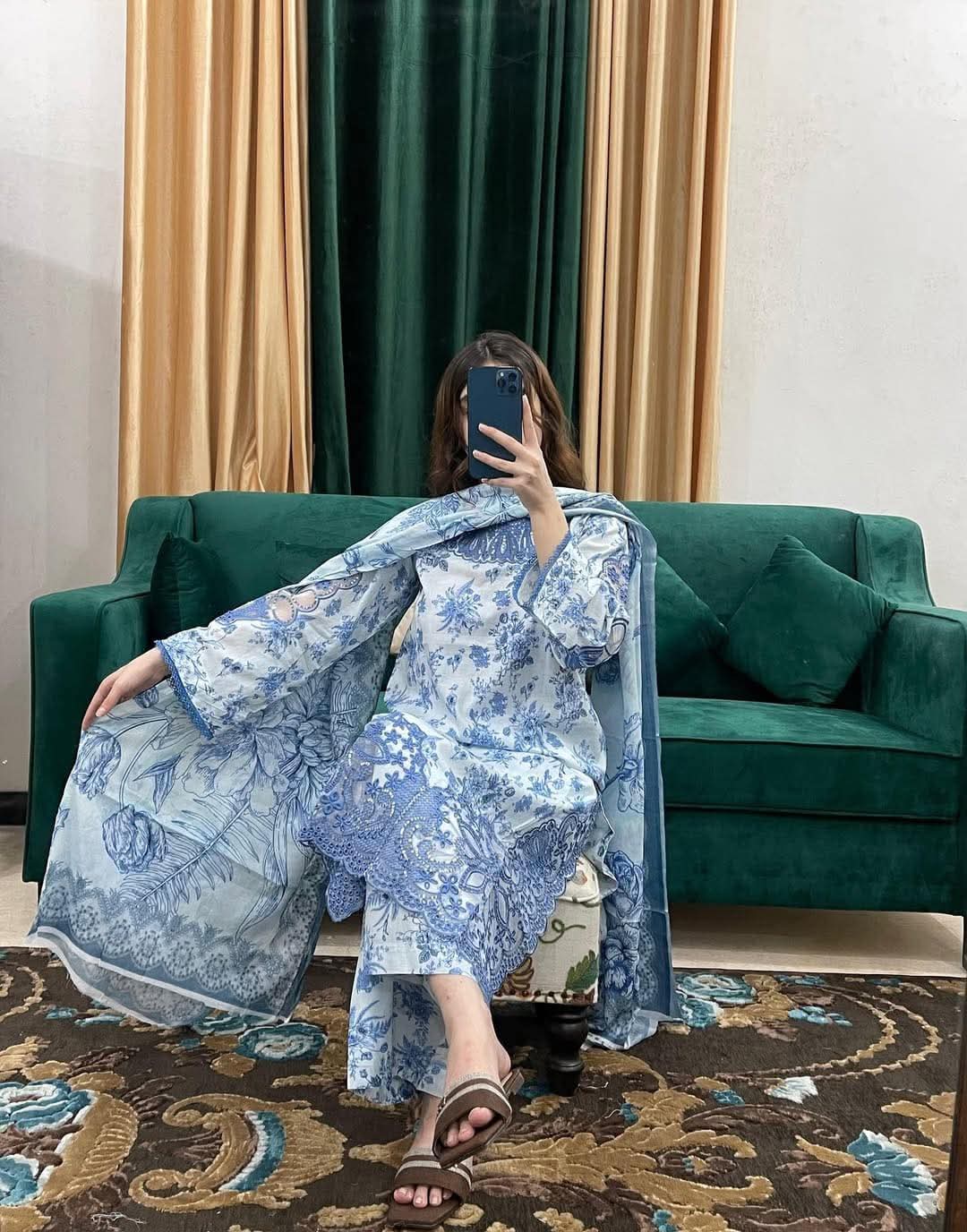 Cotton Embroidery Three Piece ছবি 3