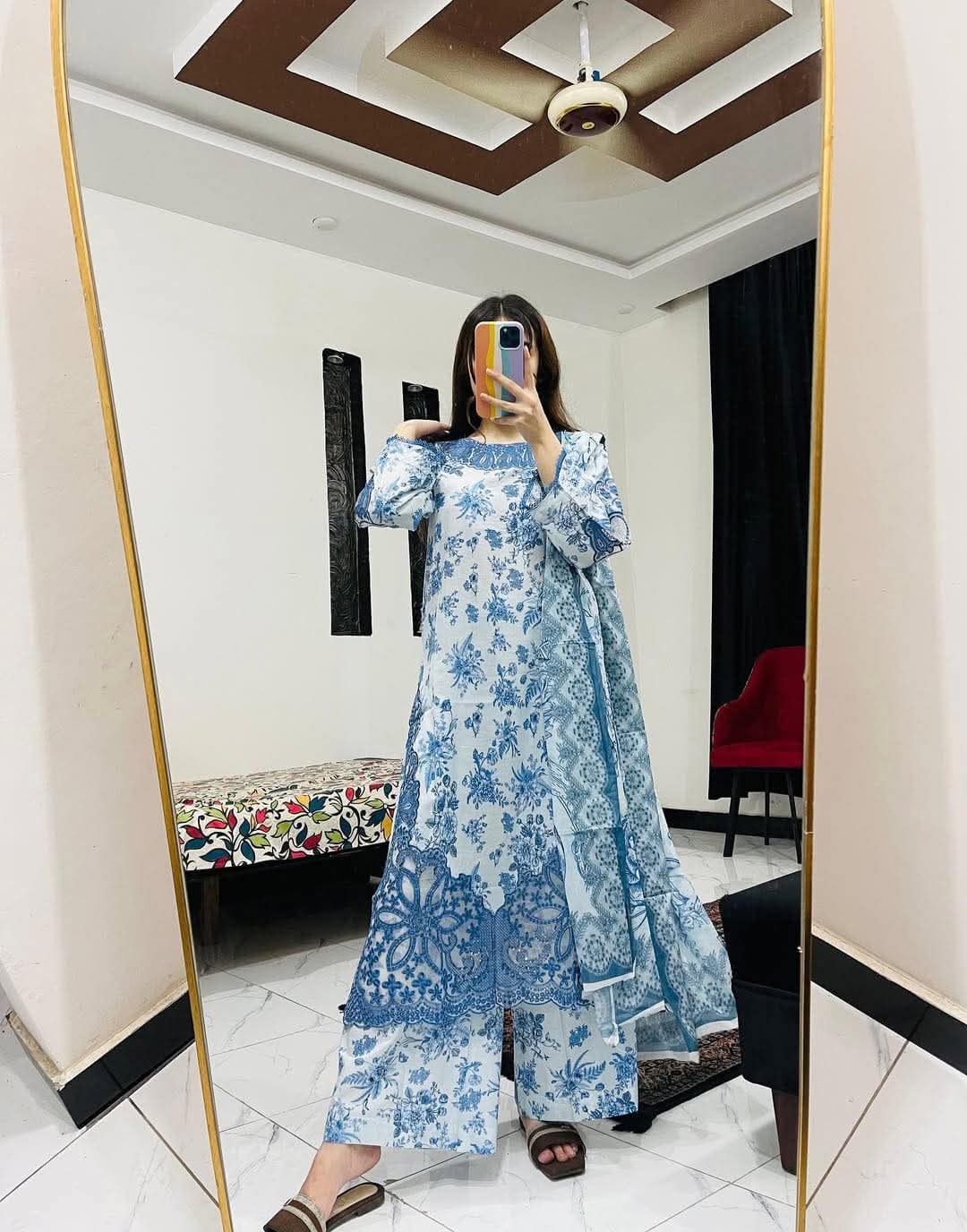 Cotton Embroidery Three Piece ছবি 2