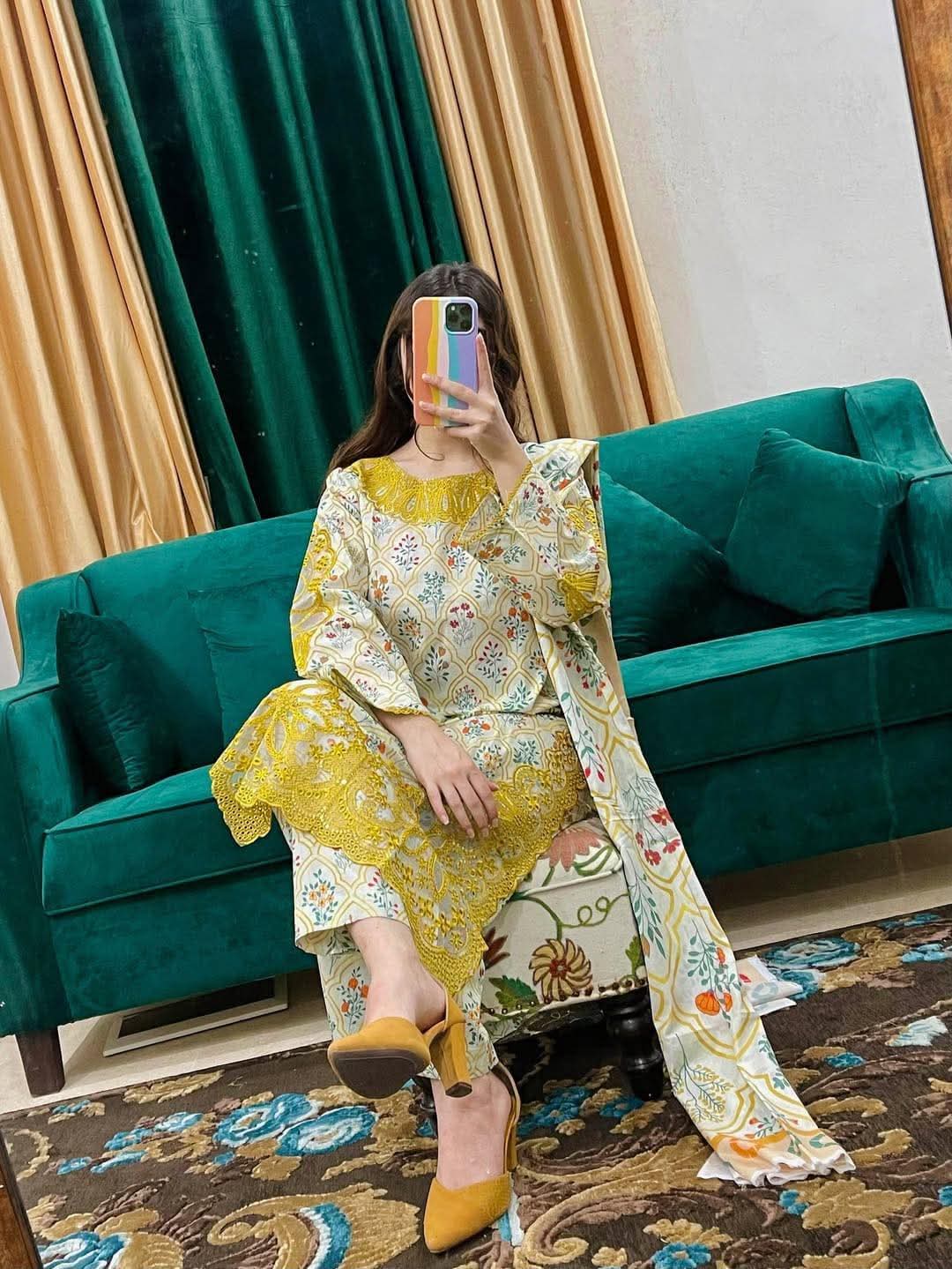 Cotton Embroidery Three Piece ছবি 5