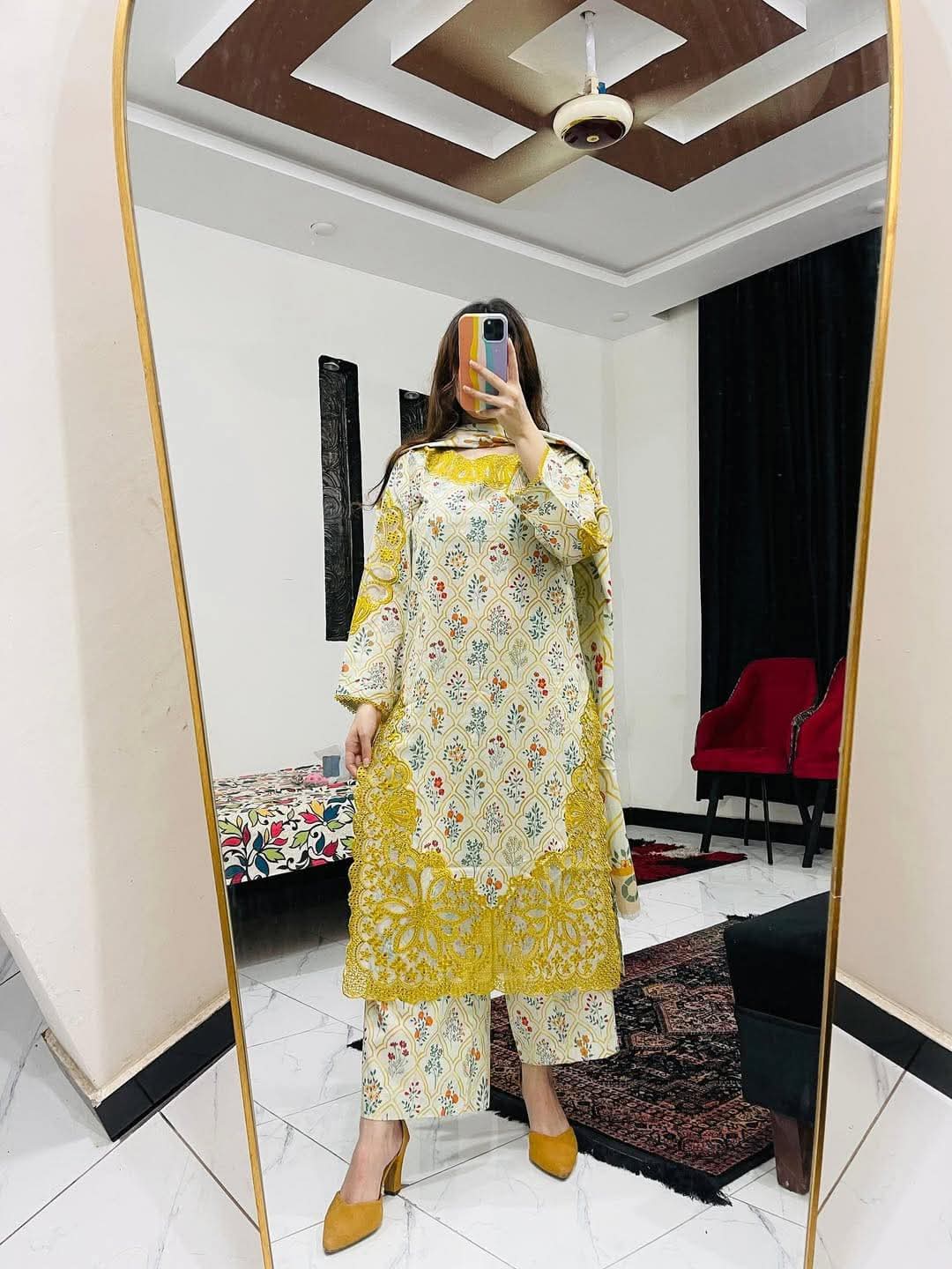 Cotton Embroidery Three Piece ছবি 4